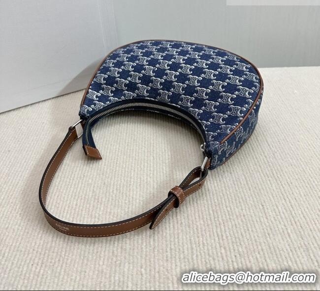 Cheapest Celine Ava Hobo Bag in Triomphe Denim 193953 Deep Blue 2026