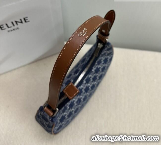 Cheapest Celine Ava Hobo Bag in Triomphe Denim 193953 Deep Blue 2026
