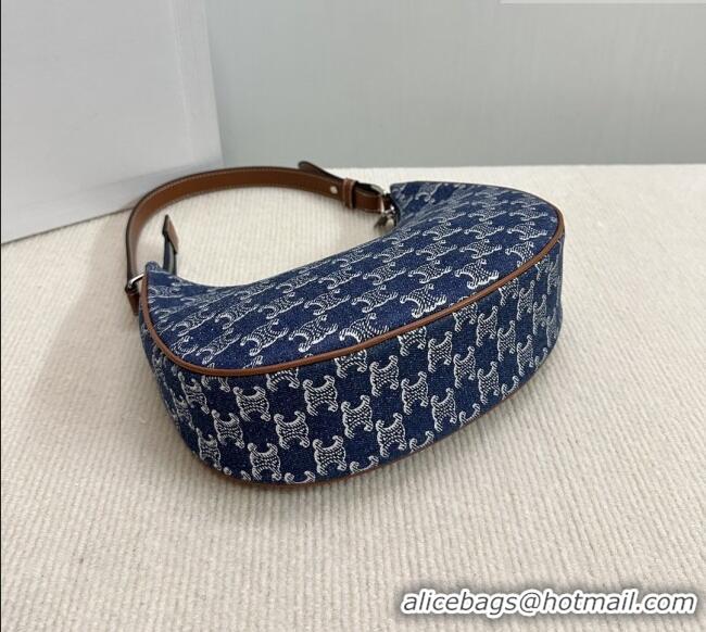 Cheapest Celine Ava Hobo Bag in Triomphe Denim 193953 Deep Blue 2026