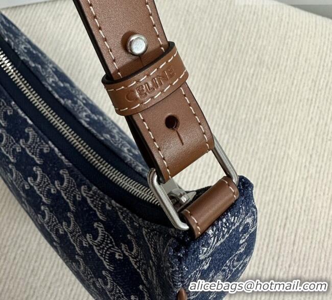 Cheapest Celine Ava Hobo Bag in Triomphe Denim 193953 Deep Blue 2026