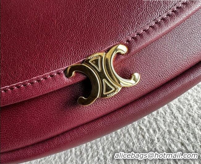 Best Price Celine Halfmoon Soft Triomphe Small Bag in Supple Shiny Lambskin 103778 Burgundy 2026