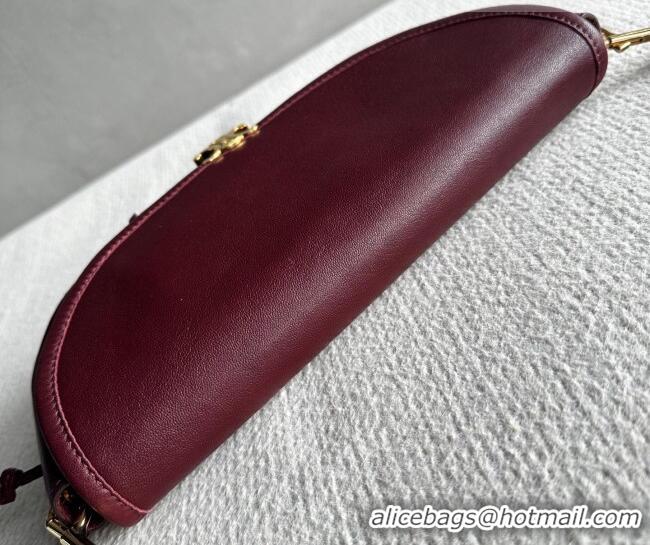 Best Price Celine Halfmoon Soft Triomphe Small Bag in Supple Shiny Lambskin 103778 Burgundy 2026