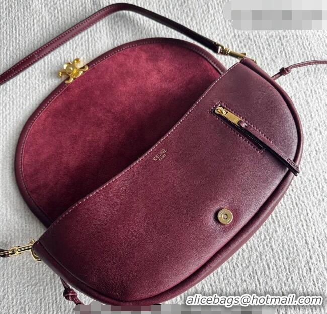 Best Price Celine Halfmoon Soft Triomphe Small Bag in Supple Shiny Lambskin 103778 Burgundy 2026