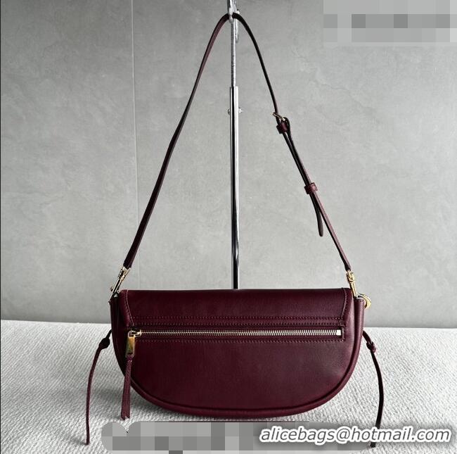 Best Price Celine Halfmoon Soft Triomphe Small Bag in Supple Shiny Lambskin 103778 Burgundy 2026