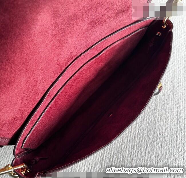 Best Price Celine Halfmoon Soft Triomphe Small Bag in Supple Shiny Lambskin 103778 Burgundy 2026