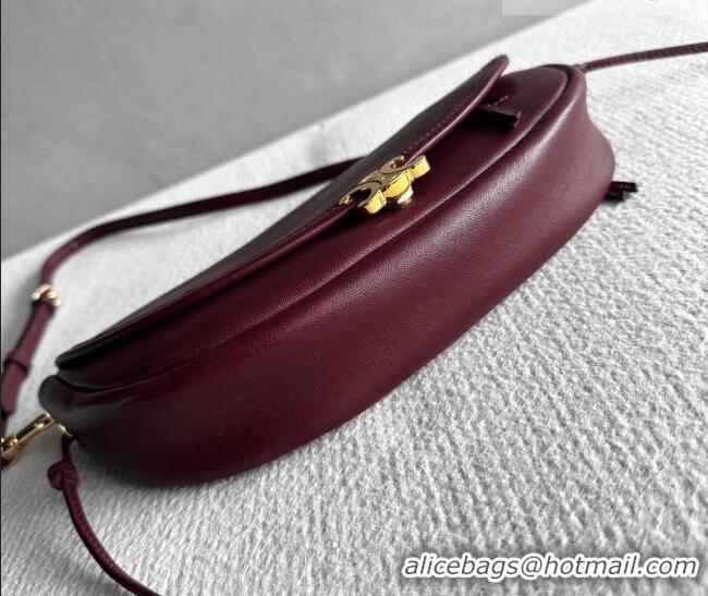 Best Price Celine Halfmoon Soft Triomphe Small Bag in Supple Shiny Lambskin 103778 Burgundy 2026