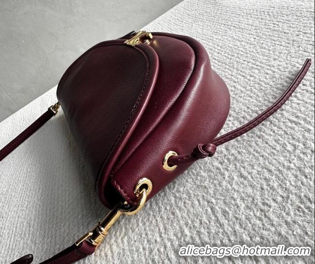Best Price Celine Halfmoon Soft Triomphe Small Bag in Supple Shiny Lambskin 103778 Burgundy 2026