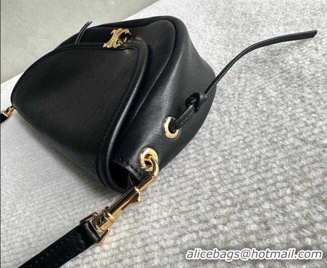 Top Design Celine Halfmoon Soft Triomphe Small Bag in Supple Shiny Lambskin 103778 Black 2026