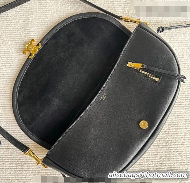 Top Design Celine Halfmoon Soft Triomphe Small Bag in Supple Shiny Lambskin 103778 Black 2026