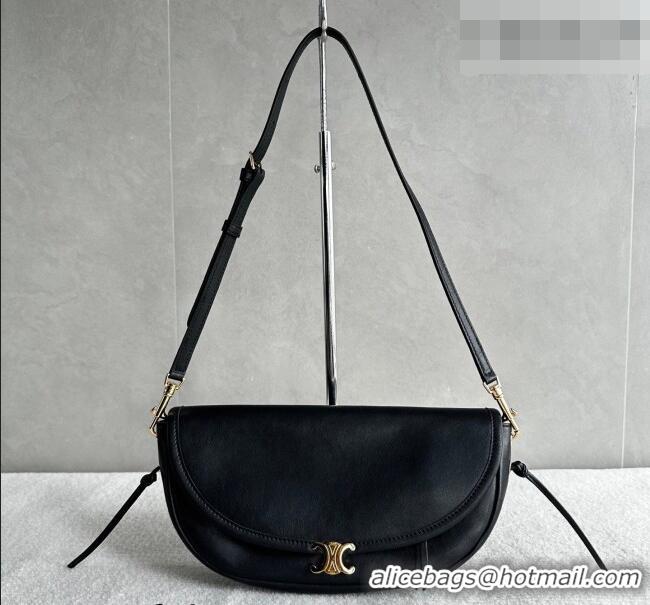 Top Design Celine Halfmoon Soft Triomphe Small Bag in Supple Shiny Lambskin 103778 Black 2026
