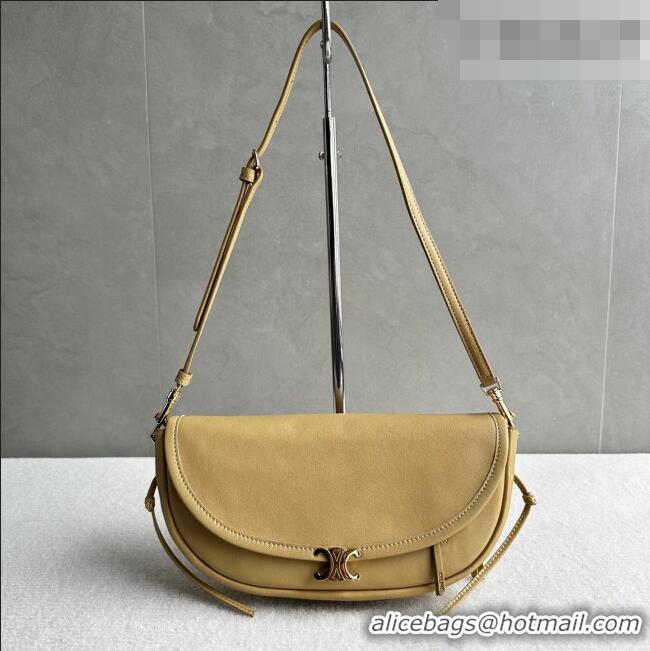 Discount Celine Halfmoon Soft Triomphe Small Bag in Supple Shiny Lambskin 103778 Sand Yellow 2026