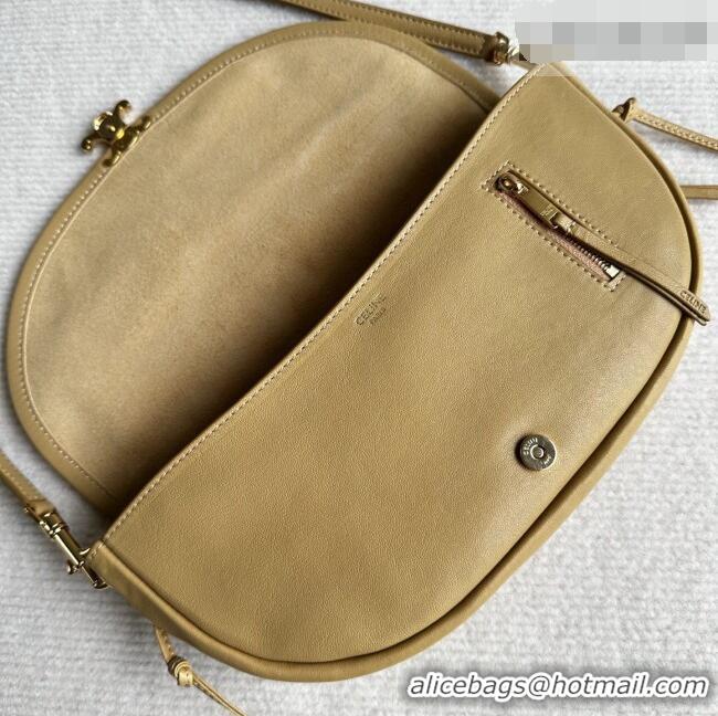Discount Celine Halfmoon Soft Triomphe Small Bag in Supple Shiny Lambskin 103778 Sand Yellow 2026