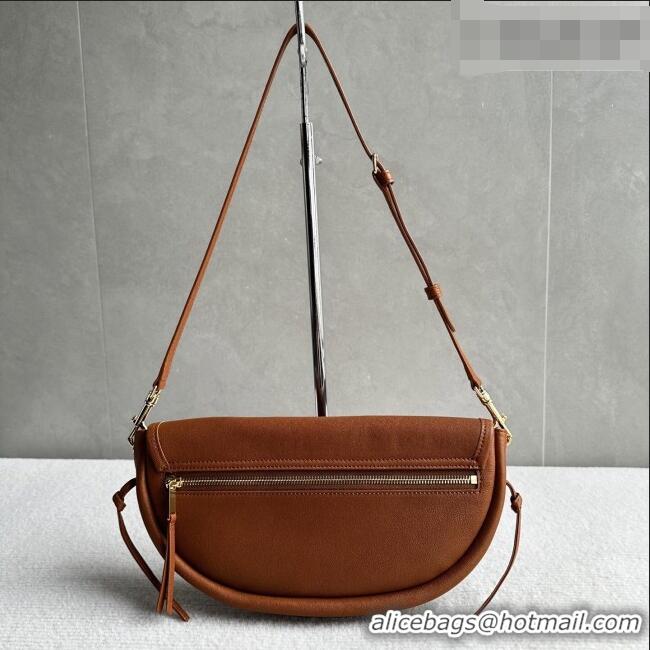 Well Crafted Celine Halfmoon Soft Triomphe Small Bag in Supple Shiny Lambskin 103778 Tan Brown 2026