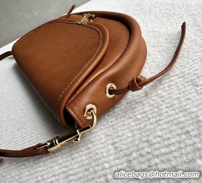 Well Crafted Celine Halfmoon Soft Triomphe Small Bag in Supple Shiny Lambskin 103778 Tan Brown 2026