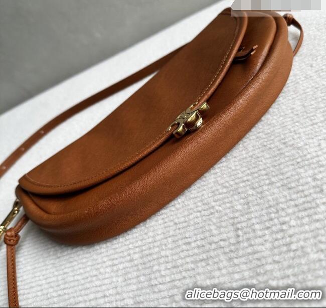 Well Crafted Celine Halfmoon Soft Triomphe Small Bag in Supple Shiny Lambskin 103778 Tan Brown 2026