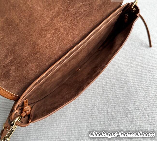 Well Crafted Celine Halfmoon Soft Triomphe Small Bag in Supple Shiny Lambskin 103778 Tan Brown 2026