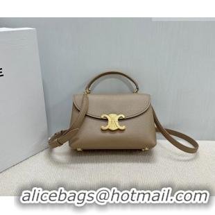 Inexpensive Celine Teen Nino Bag in Grained Supple Calfskin 118113 Smoked Brown 2026