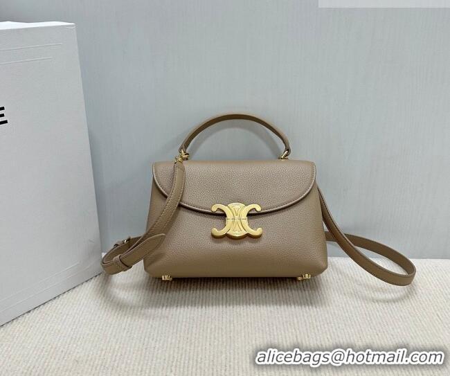 Inexpensive Celine Teen Nino Bag in Grained Supple Calfskin 118113 Smoked Brown 2026