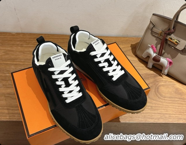 Top Quality Hermes Jet Sneaker in Suede & Fabric H091637 Black 2026