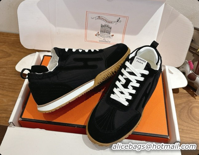 Top Quality Hermes Jet Sneaker in Suede & Fabric H091637 Black 2026
