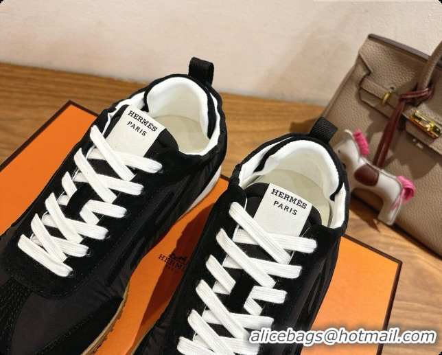Top Quality Hermes Jet Sneaker in Suede & Fabric H091637 Black 2026