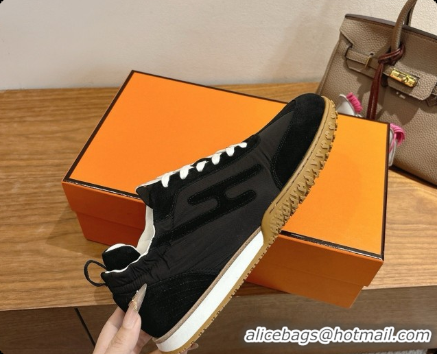 Top Quality Hermes Jet Sneaker in Suede & Fabric H091637 Black 2026