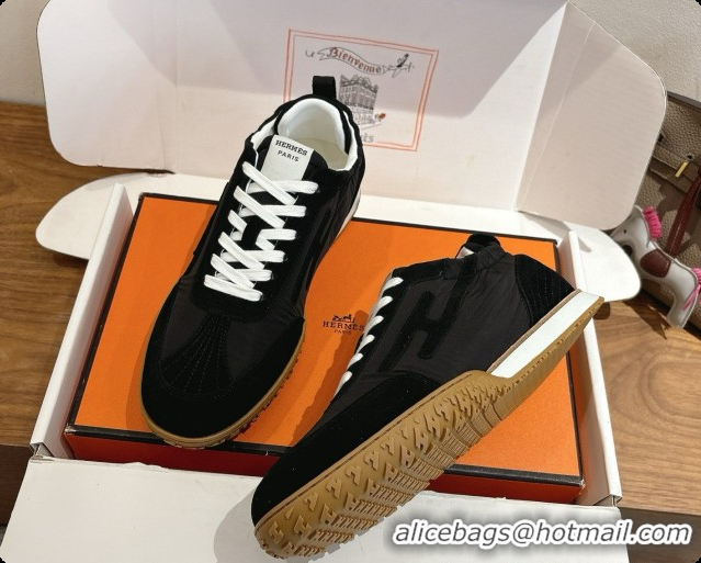 Top Quality Hermes Jet Sneaker in Suede & Fabric H091637 Black 2026