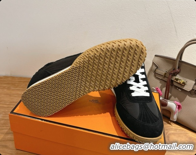 Top Quality Hermes Jet Sneaker in Suede & Fabric H091637 Black 2026
