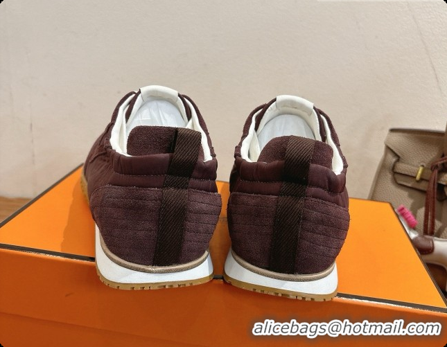Best Grade Hermes Jet Sneaker in Suede & Fabric H091638 Dark Brown 2026