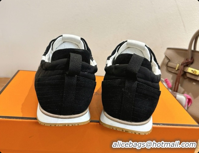 Grade Quality Hermes Jet Sneaker in Suede & Fabric H091639 Black/White 2026