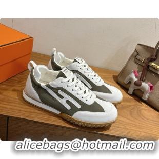 Top Grade Hermes Jet Sneaker in Suede & Fabric H091641 Dark Green 2026