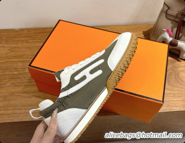 Top Grade Hermes Jet Sneaker in Suede & Fabric H091641 Dark Green 2026
