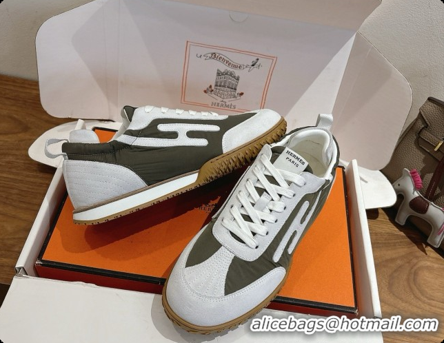 Top Grade Hermes Jet Sneaker in Suede & Fabric H091641 Dark Green 2026