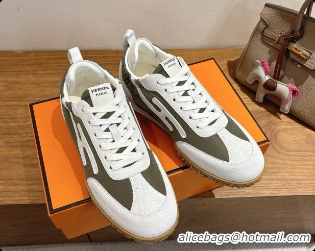 Top Grade Hermes Jet Sneaker in Suede & Fabric H091641 Dark Green 2026