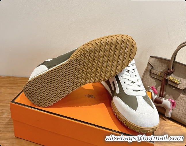Top Grade Hermes Jet Sneaker in Suede & Fabric H091641 Dark Green 2026