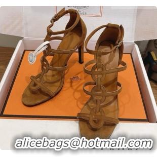 Stylish Hermes Magic 105 Sandal in Suede H091648 Brown 2026