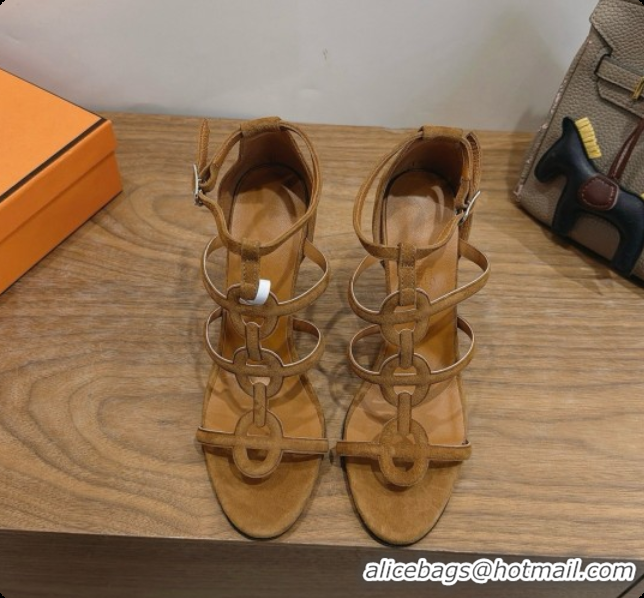 Stylish Hermes Magic 105 Sandal in Suede H091648 Brown 2026