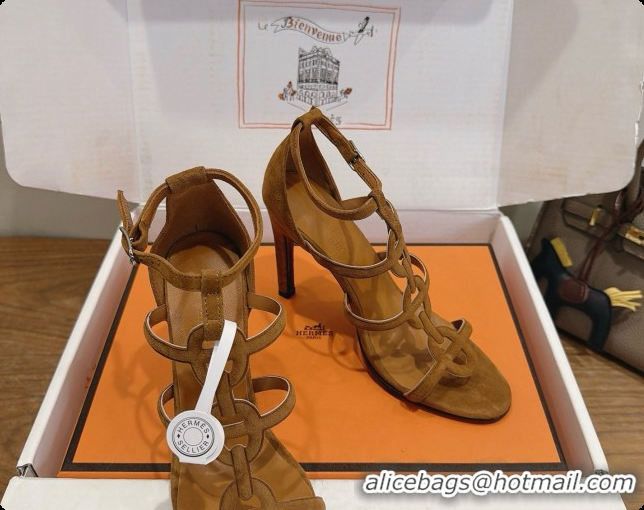 Stylish Hermes Magic 105 Sandal in Suede H091648 Brown 2026