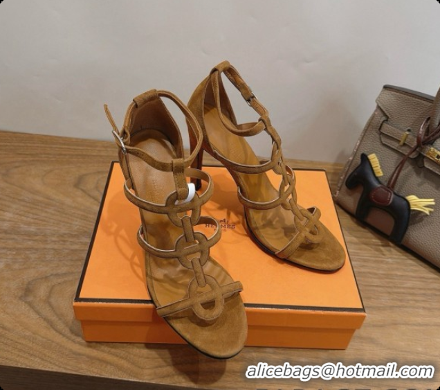 Stylish Hermes Magic 105 Sandal in Suede H091648 Brown 2026
