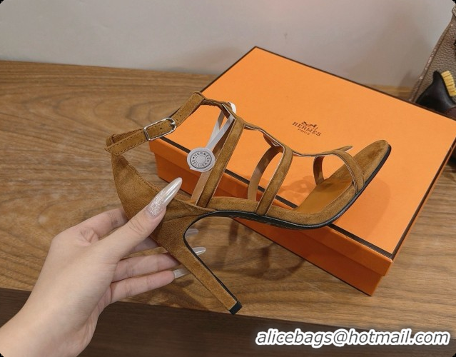 Stylish Hermes Magic 105 Sandal in Suede H091648 Brown 2026