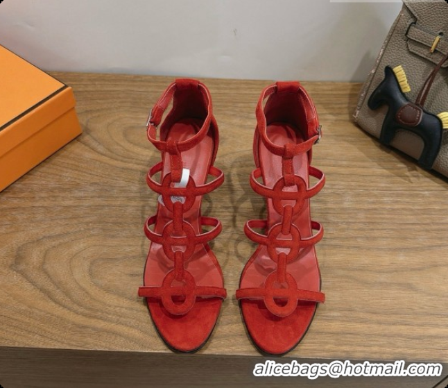 Sophisticated Hermes Magic 70 Sandal in Suede H091650 Orange Red 2026