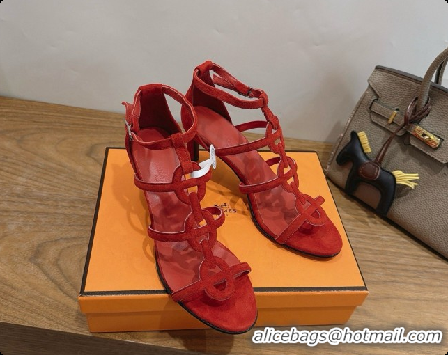 Sophisticated Hermes Magic 70 Sandal in Suede H091650 Orange Red 2026