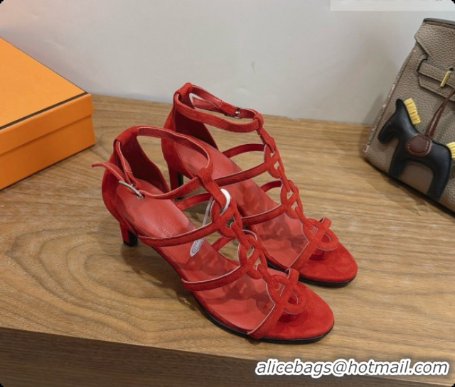 Sophisticated Hermes Magic 70 Sandal in Suede H091650 Orange Red 2026