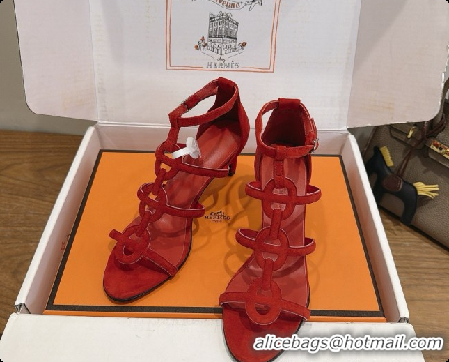 Sophisticated Hermes Magic 70 Sandal in Suede H091650 Orange Red 2026