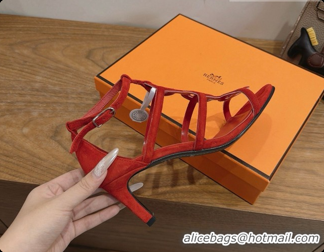 Sophisticated Hermes Magic 70 Sandal in Suede H091650 Orange Red 2026