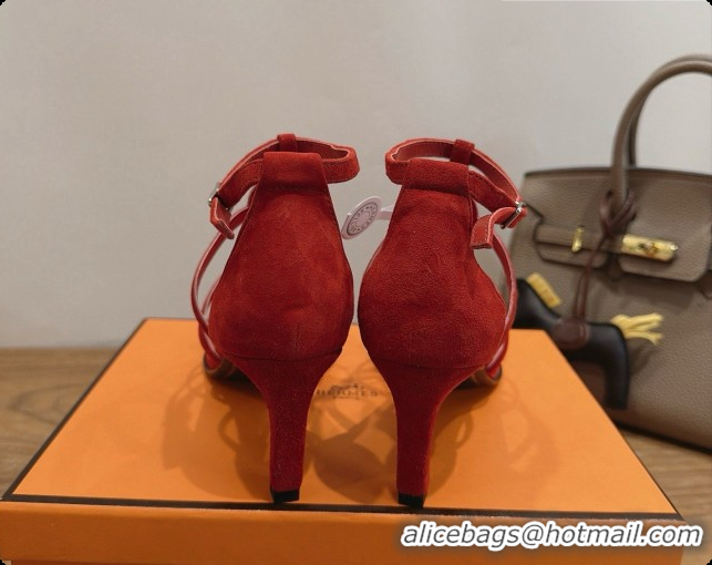 Sophisticated Hermes Magic 70 Sandal in Suede H091650 Orange Red 2026