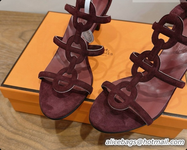 Buy Discount Hermes Magic 70 Sandal in Suede H091651 Dark Burgundy 2026