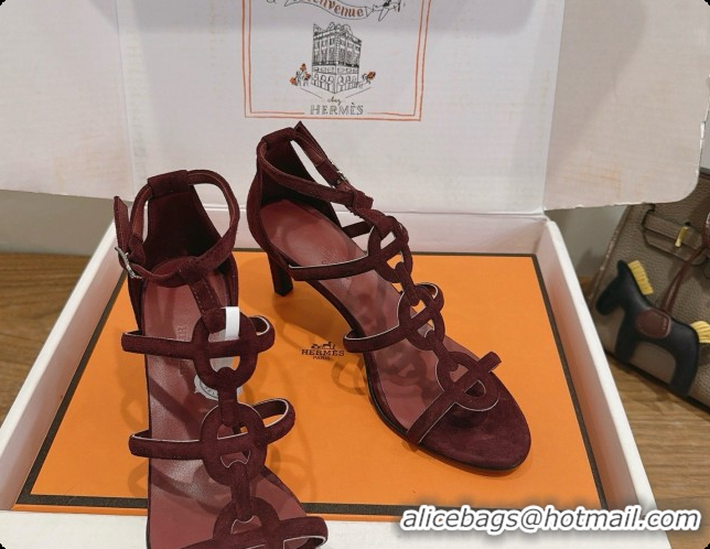 Buy Discount Hermes Magic 70 Sandal in Suede H091651 Dark Burgundy 2026