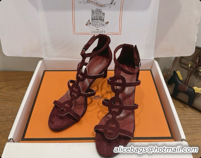 Buy Discount Hermes Magic 70 Sandal in Suede H091651 Dark Burgundy 2026