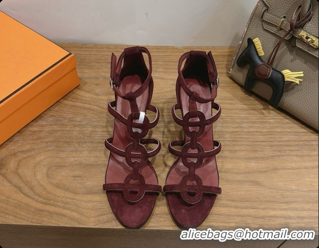 Buy Discount Hermes Magic 70 Sandal in Suede H091651 Dark Burgundy 2026